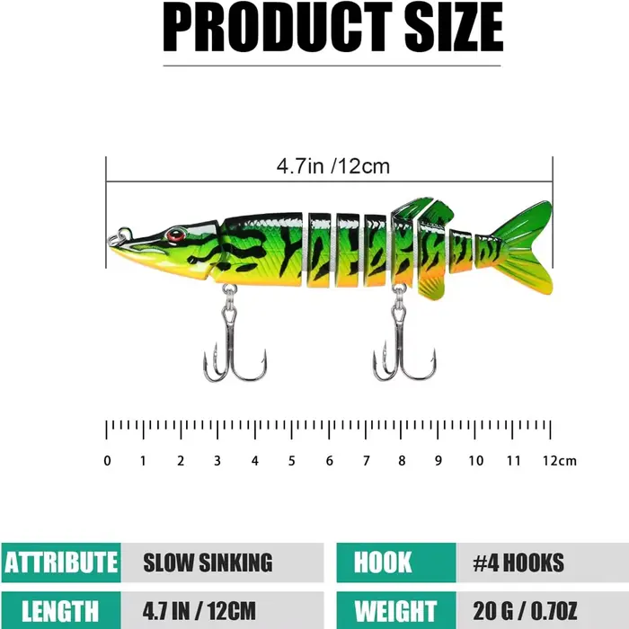 ANFS leurres de pêche pour bar truite multi-articulé nageurs lent coulant bionique