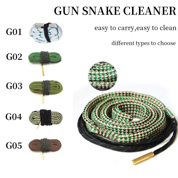 Brosses de nettoyage de canon en forme de serpent pour calibres 5.56mm/.223/.22/9mm/.380/12 GA et .30/.308 en bronze intégré pour chasseurs et tireurs