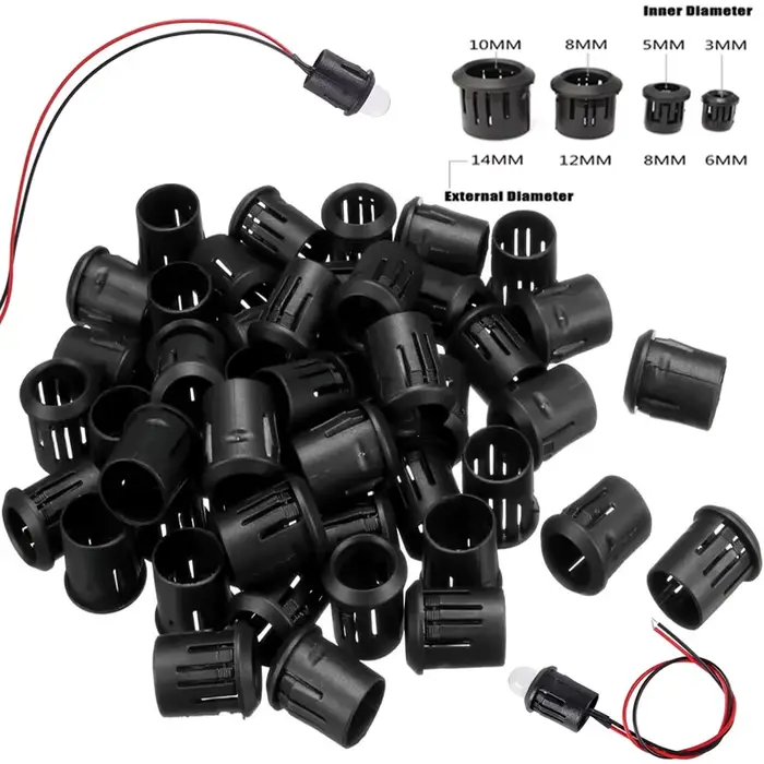 Bases de lampe en plastique noir, 3mm/5mm/8mm/10mm, support de Diode LED, Clip noir, montage de pris