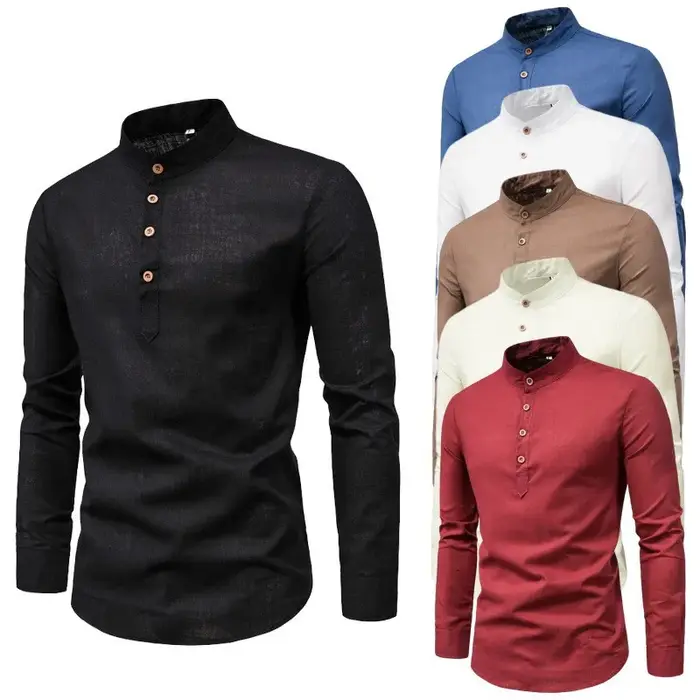 Chemisier hommes été décontracté classique couleur unie