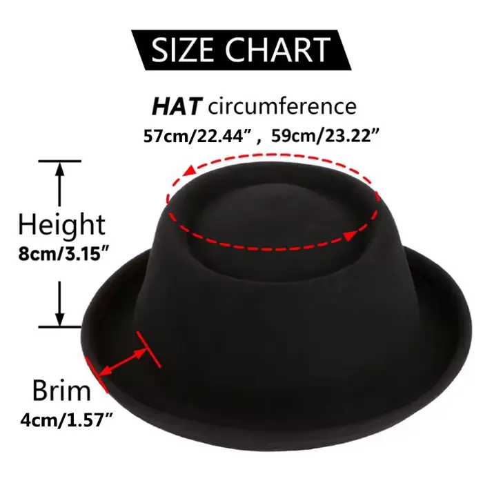 Chapeau Fedora 100% laine pour tarte de porc