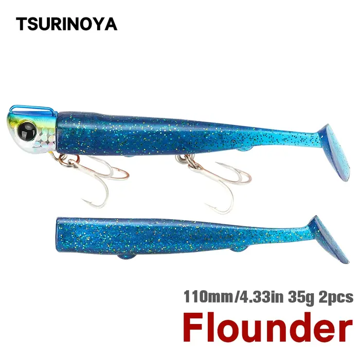 TSURINOYA tête de gabarit longue coulée T queue ensemble de leurre souple 110mm 35g 2 pièces leurre 