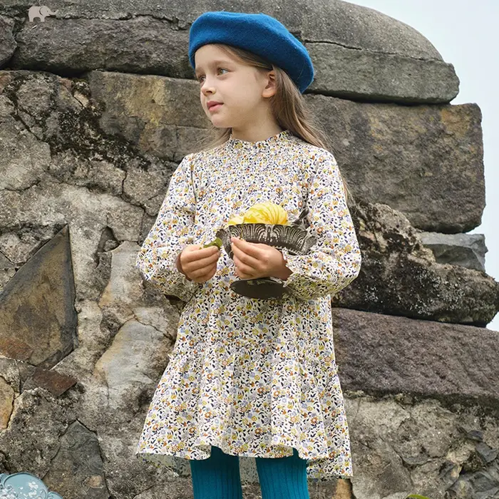 Dave Bella filles florale automne printemps robe mignonne enfants à manches longues robe de princess