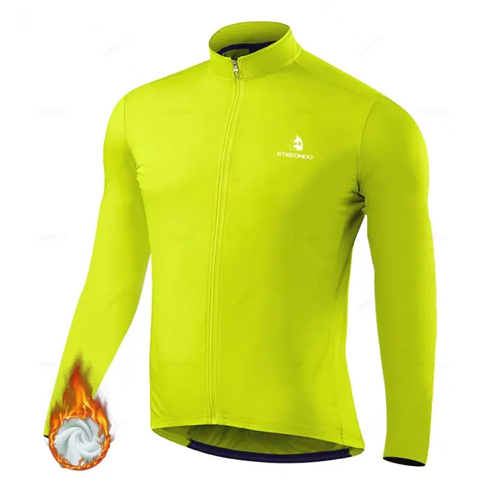 Vêtements de cyclisme d'hiver pour homme, ensemble de maillot à manches longues en polaire thermique