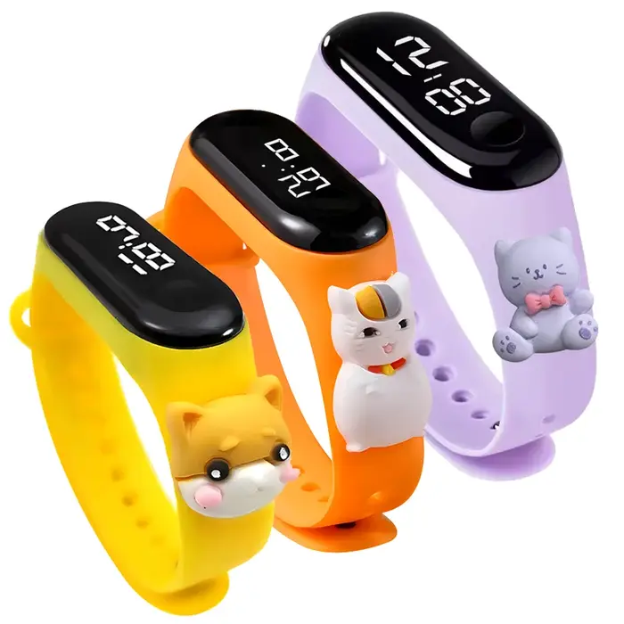 Montre enfant pour garçons et filles, motif dessin animé chien chat, jouet éducatif, montre-bracelet à claquer pour étudiants