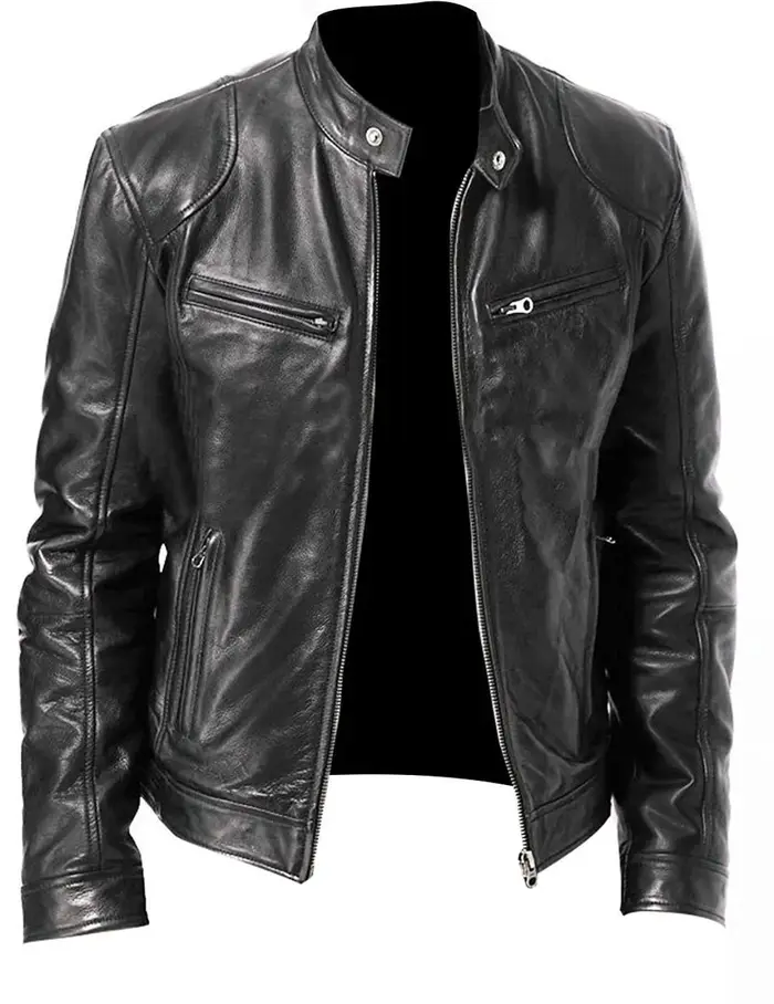 utile vêtements pour hommes européens et américains veste en cuir pour hommes mâle adolescent col mo