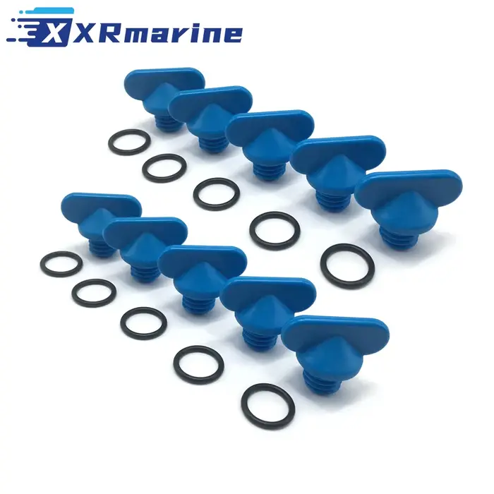 Bouchon bleu de vidange d'eau pour collecteur d'échappement, 10 paquets, pour MerCruiser 22- 806608 