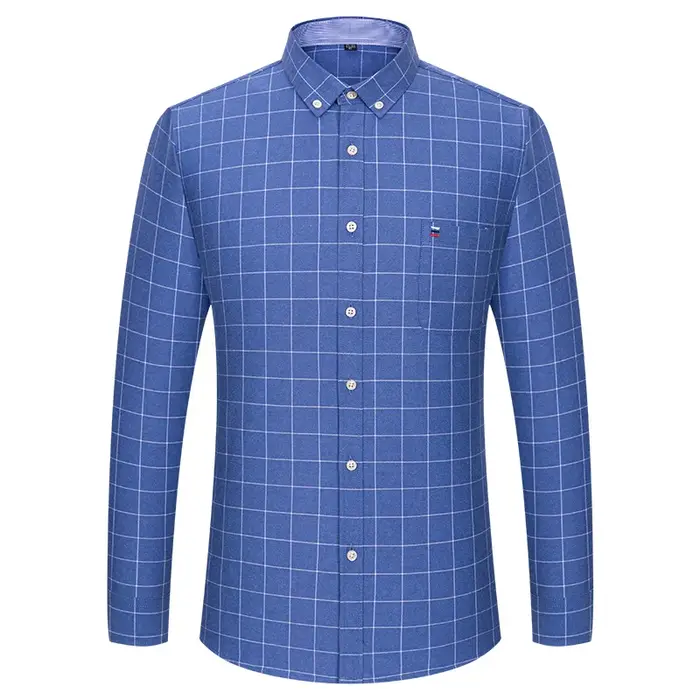 Chemises Oxford 100 % coton pour hommes, manches longues, à carreaux, douces, coupe classique, chemi