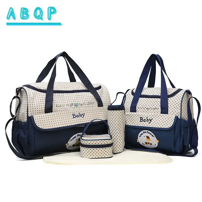 Sac à couches pour bébé grande capacité, ensemble de 5 pièces, sac de rangement pour couches de bébé