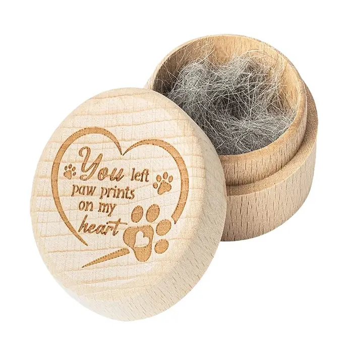 Boîte à souvenirs de poils de chien, boîte à souvenirs en bois pour poils d'animaux, boîte commémora