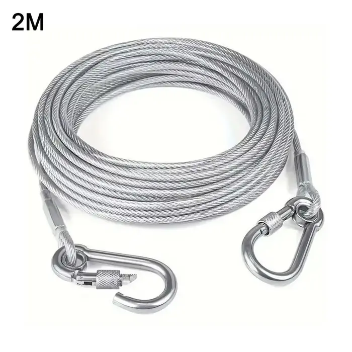 Laisse de retenue pour chien à double tête avec boucle métallique, câble en acier antirouille, colli