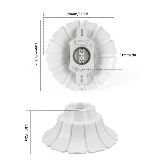 1/2 pièces E/26E27 supports de lampe suspendue en forme de pétale-douille de Base fixe minimaliste noir/blanc