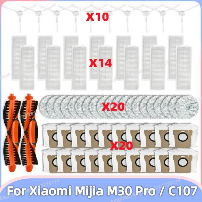 Compatible avec les Pièces de Rechange pour Xiaomi Mijia M30 Pro / C107 - Rouleau, Brosse Latérale, 