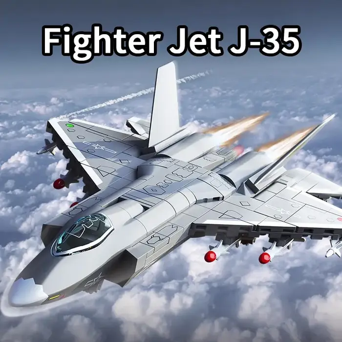 Bloc de construction de jet de chasseur J-35 avion jouet puzzle éducatif modèle d'assemblage éducatif pour enfants cadeau occasion spéciale imagination et résolution de problèmes