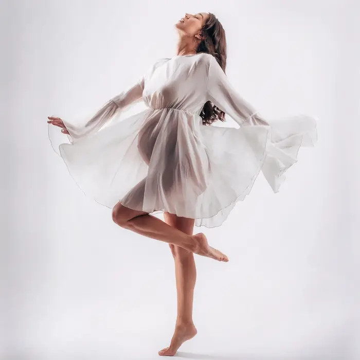 ALTERClothing-Robe courte en mousseline de soie pour femme, vêtements pour prise de vue photo, manch