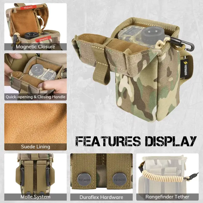 Étui de télémètre VOTAGOO avec rembourrage protecteur et boucle à libération rapide, compatible Molle