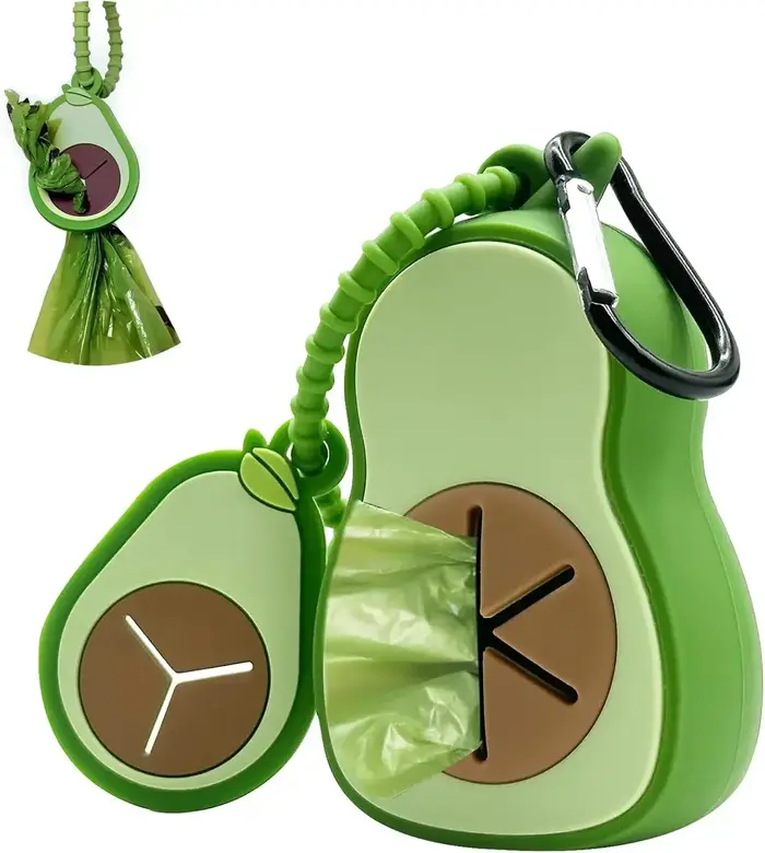 Distributeur de sacs poubelles pour chiens en forme d'avocat