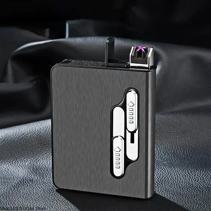 10 pièces 20 Cigarettes de grande capacité USB étui à Cigarettes Rechargeable briquet Double Arc rés