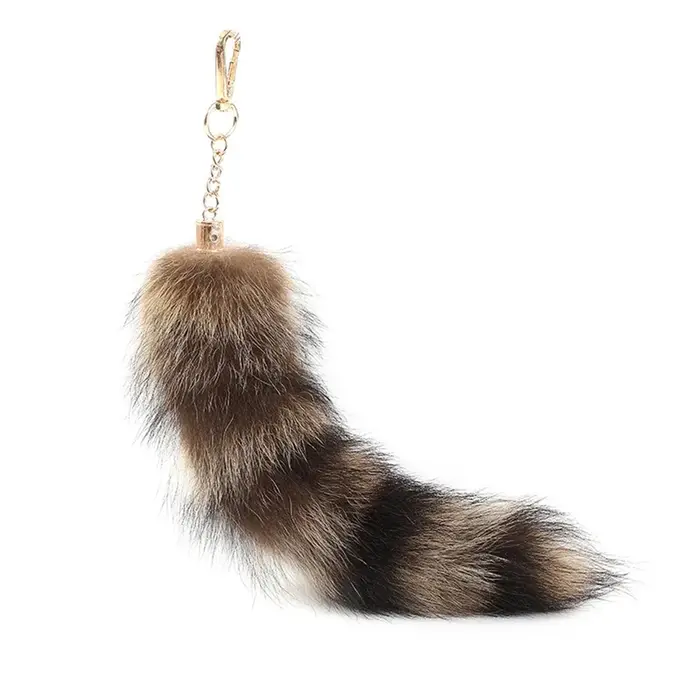 Porte-clés en véritable queue de renard de 40 cm, grande queue de loup en peluche mignonne, breloque