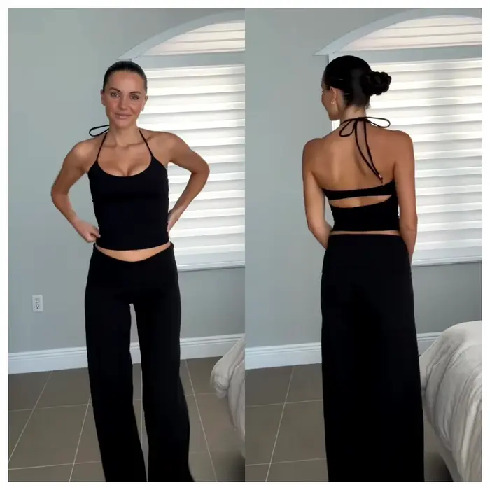 Débardeur Camisole extensible à dos ouvert pour femme avec accessoires en métal et bretelles auto-cr