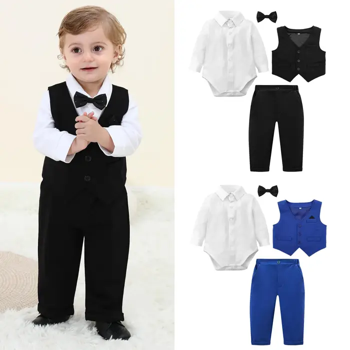 Costume pour bébé garçon, tenue formelle pour bébé, tenue de mariage, 1er anniversaire, body pour no