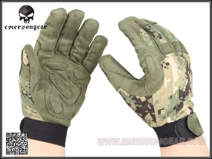 Gants tactiques légers doigts entiers camouflage AOR2 EM8718 pour chasse et airsoft