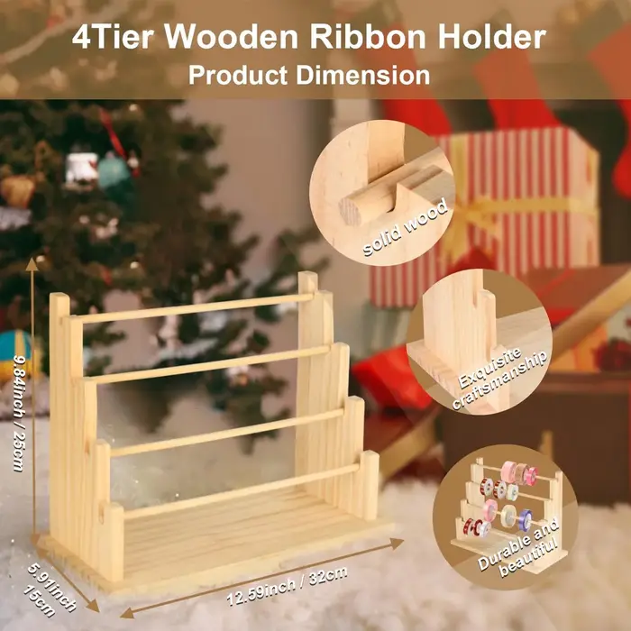 Étagère à rubans en bois massif, étagère de rangement et d'organisation artisanale à 4/6 niveaux, su