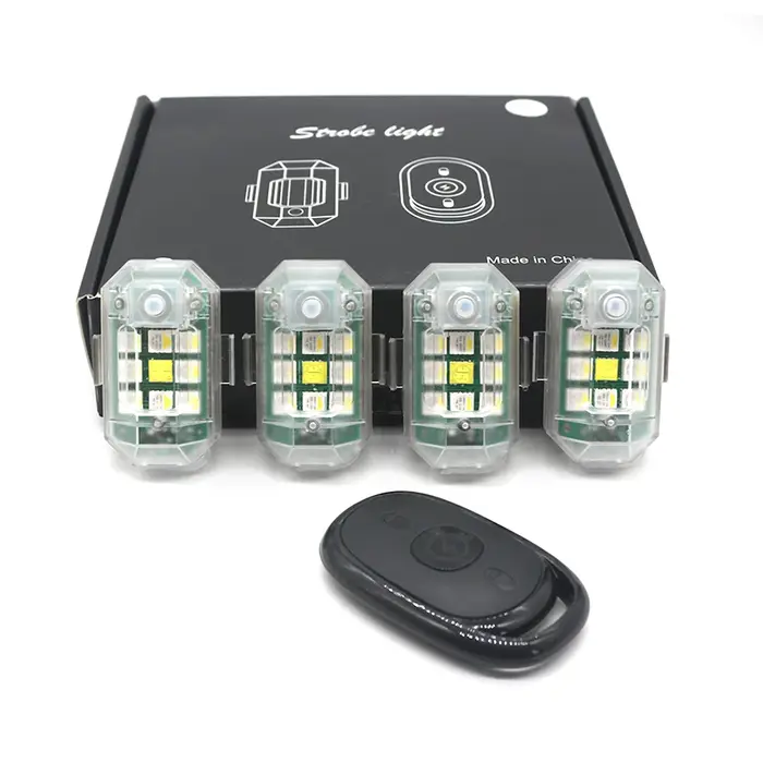1/2/4Pc feux de moto à distance RC Drone LED Flash lumière sans fil pour RC Fix aile avion hélicoptè
