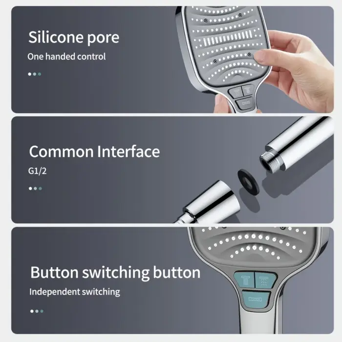 Pomme de douche turbo pressurisée 8 modes 12cm avec filtre ABS épais économie d'eau pour chasseurs