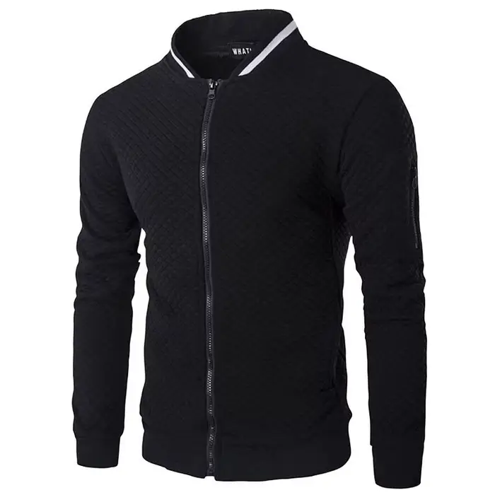 Sweat-shirt pour hommes avec poches zippées, demi-survêtement fin de couleur unie, décontracté, à ca