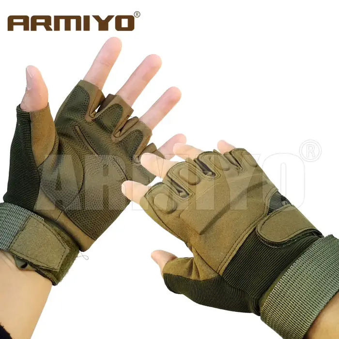 Gants tactiques demi-doigts Armiyo pour chasse pêche tir airsoft et sports outdoor