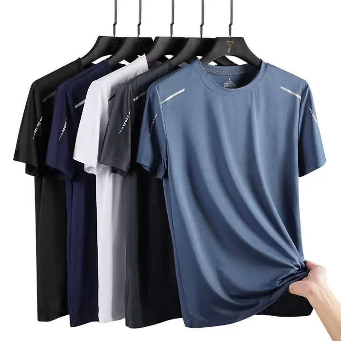 CHRLCK hommes course séchage rapide T-shirts respirant randonnée pêche T-shirts élasticité douce Spo