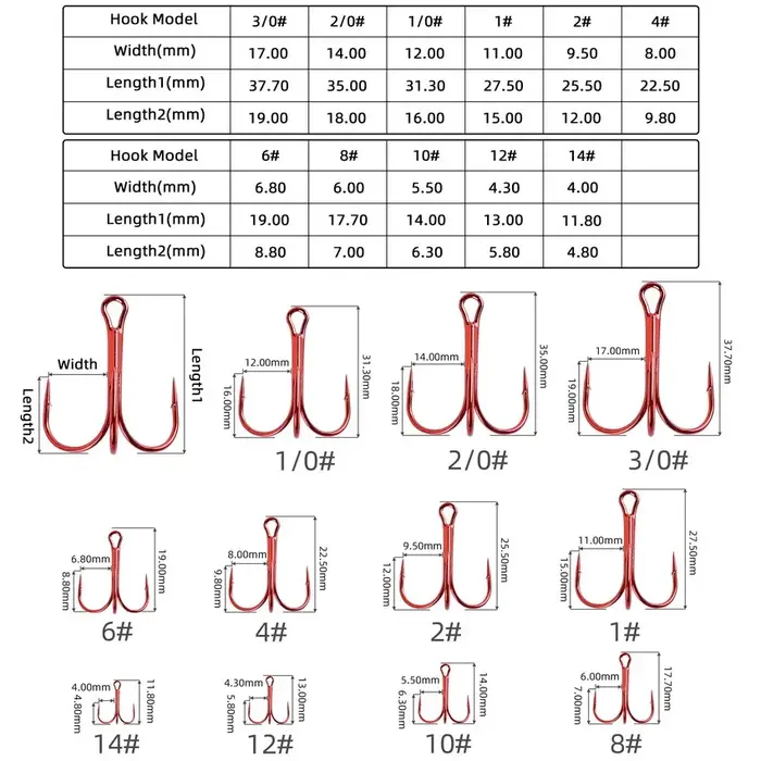 Lot de 10 hameçons rouges en acier à haute teneur en carbone, crochets ronds et courbés pour la pêch