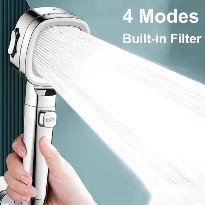 Pommeau douche 4 modes haute pression arrêt - Filtre anti-calcaire massage spa accessoire salle bain