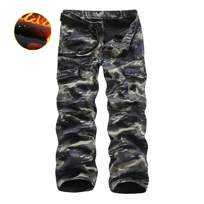 Pantalon cargo chasse hiver polaire camouflage tactique - vêtement chaud multi-poches