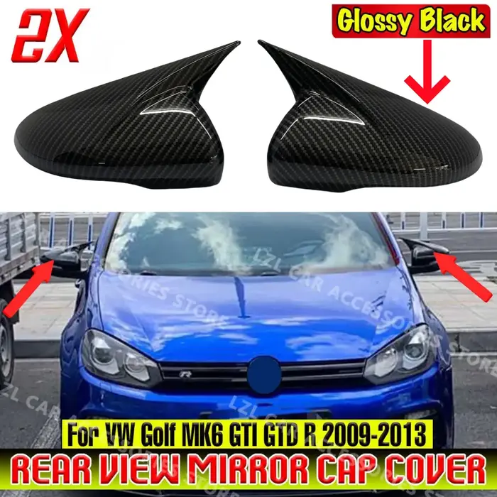 2 couvercles de rétroviseur latéral aspect carbone, pour VW, Volkswagen Golf 6 MK6 GTI GTD 2009 – 20