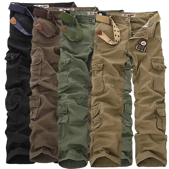 Pantalon cargo homme décontracté multi-poches respirant grande taille pour look urbain