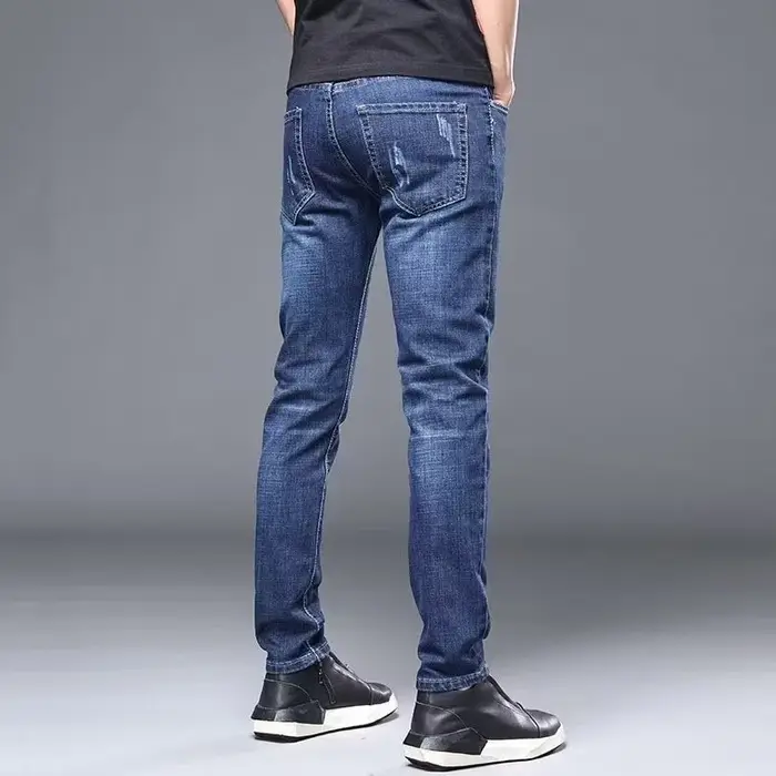 Jean classique et élégant pour hommes, tenue quatre saisons, pantalon noir et bleu, Leggings taille 