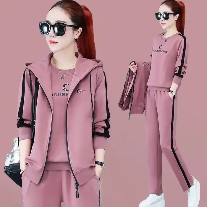 Printemps automne femmes survêtement manteaux + sweats + pantalons 3 pièces costume tenues de mode d