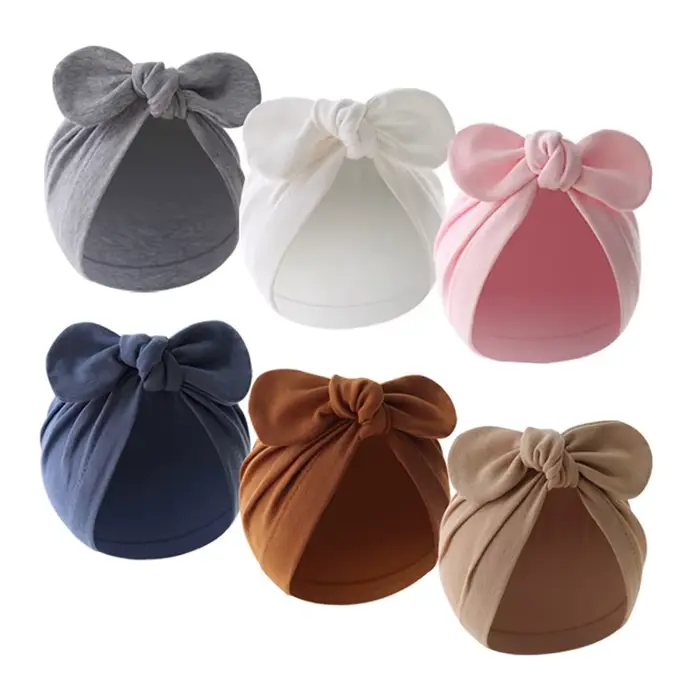 Chapeau Turban pour bébé, oreilles de lapin mignonnes, couleur unie, Bonnet pour nourrissons, filles