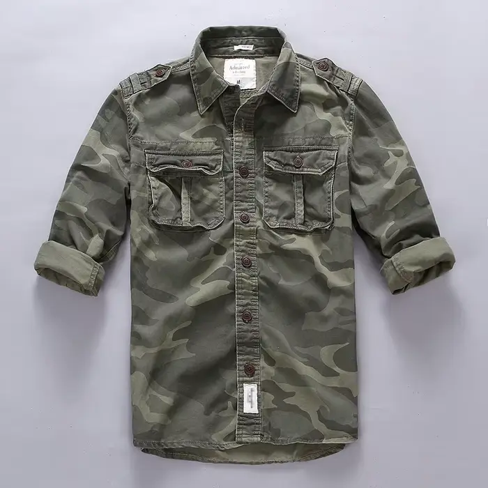 CamSolomon-Chemises cargo militaires pour hommes, chemises en coton et lin pour hommes, manches long