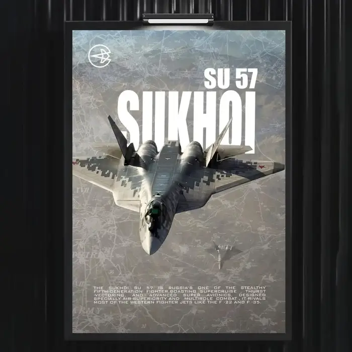 Affiche d'avion de chasse russe SU 57, décoration murale esthétique imperméable pour la maison, le s