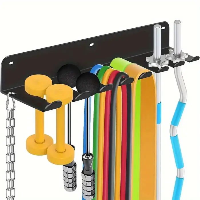 1 pièce [Organisateur d'équipement de fitness] Organisateur d'équipement de fitness mural multifonctionnel en fer noir - Cadeau idéal pour la maison