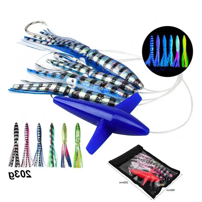 Grand jeu de pêche Teaser rigged plume oiseau leurre de pêche à la traîne calmar thon chaîne Mahi Wahoo appât artificiel eau salée occasions spéciales