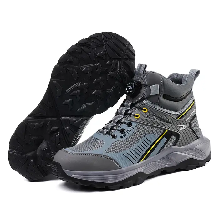 Chaussures de sécurité pour hommes, baskets à bout en acier avec bouton rotatif, Anti-écrasement, An