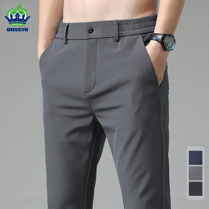 Pantalon homme automne hiver slim stretch élastique - Classique coréen business décontracté noir gris bleu