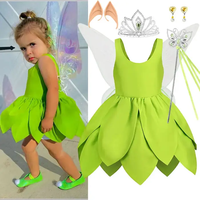 Miss Tinker Frock Cosplay Costume pour enfants, robe à bretelles, elfes, lutin nickel é, vêtements d