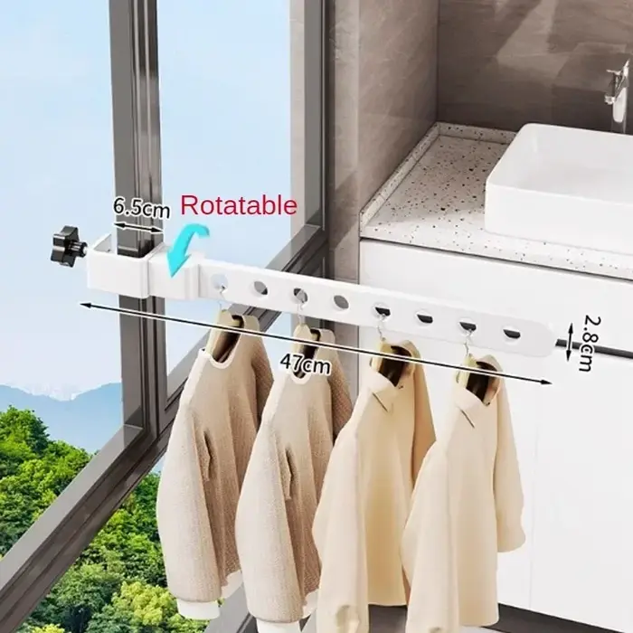 Porte-vêtements noir pliable et rotatif, cintres muraux, support de séchage, gain de place, Organiza