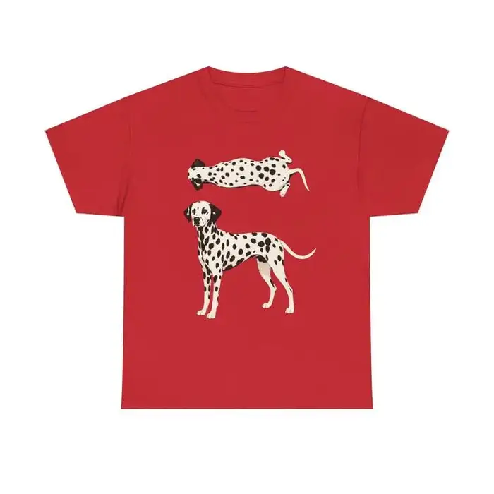 T-shirt d'été pour femmes avec motif de chien dalmatien, en coton et respirant, à manches courtes, s