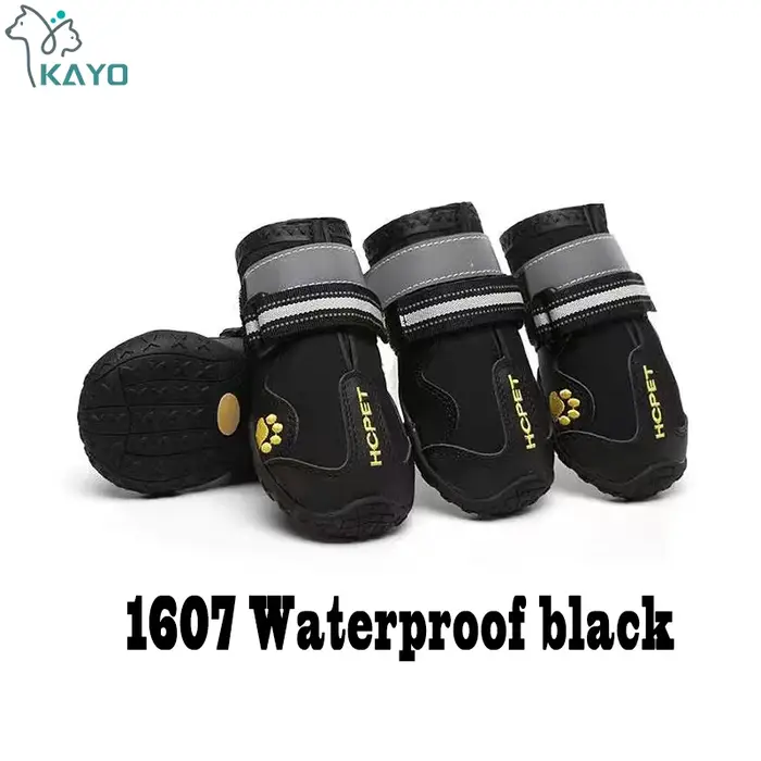 Bottes de pluie coordonnantes imperméables pour chien, chaussures de coulée de neige chaudes, entraî